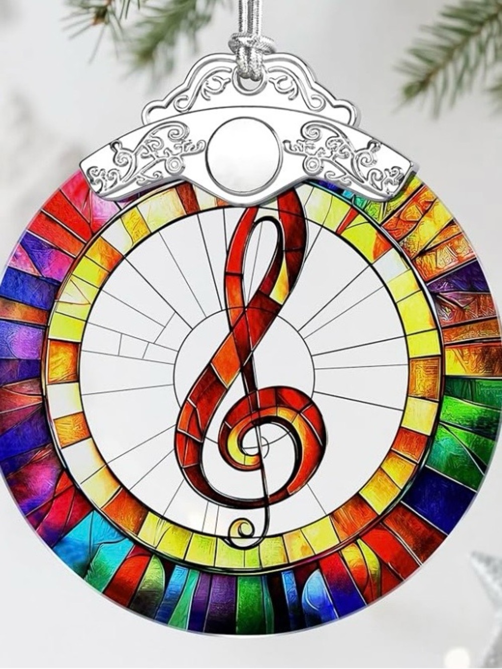 3/$18.00 Multicolor Musical Note Stained Glass Hanging Ornament - Home Art